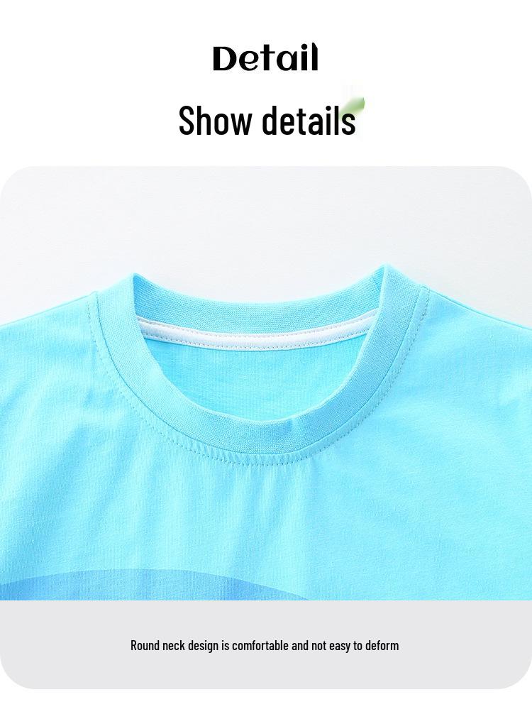 European & American Style Summer Cartoon Shark Boys' Knit Cotton 2-Piece Set