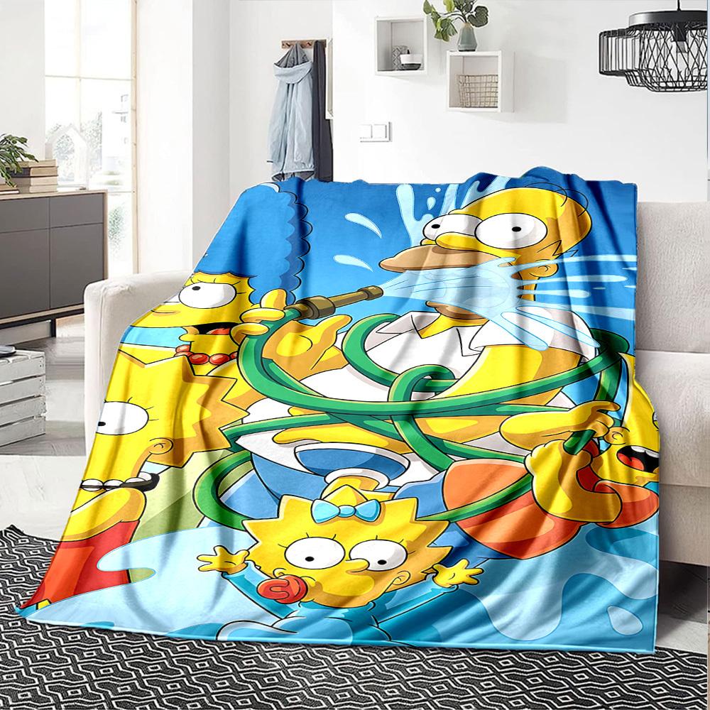 1pc Homer Lisa Flannel Blanket Soft Cozy All-Season Throw for Bedroom, Sofa, Camping, Travel, Home Decor1102