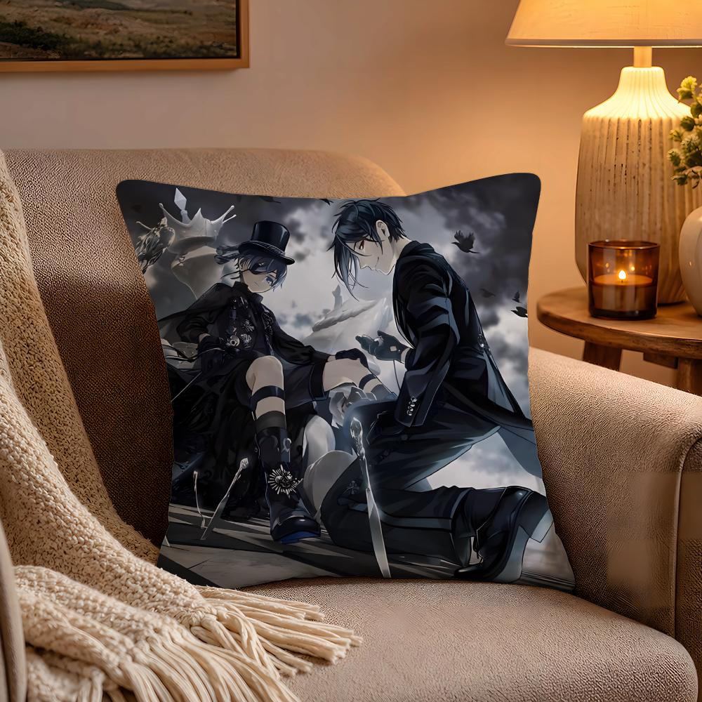 Anime BBlack BButler Cushion Cover Soft Plush Cushion Cover Double Print And Invisible Zipper For Sofa Home Car Use