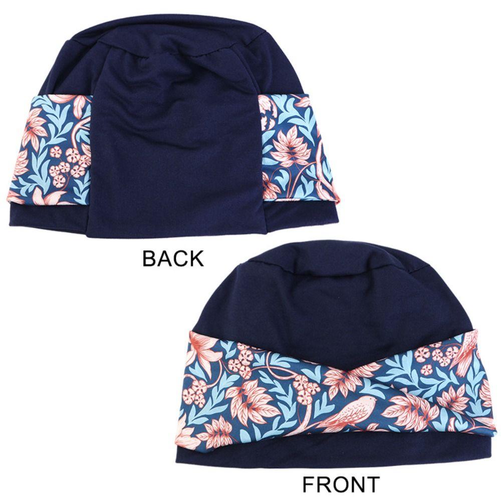 New Flower Print Bohemian Headband Hat Stretch Fabric Breathable Hair Care Cap Comfortable Flat Top Hood Women