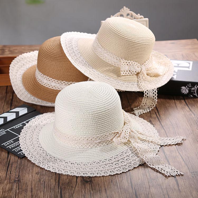 Lace Wide Lace Foldable Wide Edge Travel Sun Protection Straw Hat Women's Sun Hat Big Edge Hat Beach Hat Sun Hat