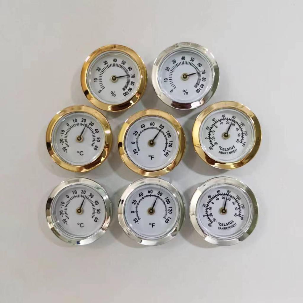 28mm Zinc Alloy Round Pointer Thermometer, Induction Type, Dual Fahrenheit & Celsius Gauge