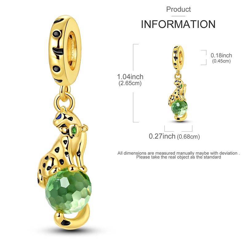 Gold Serie Charms Perlen Kupfer Leopard Original Anhänger Passend Armband Herstellung Frau Schmuck