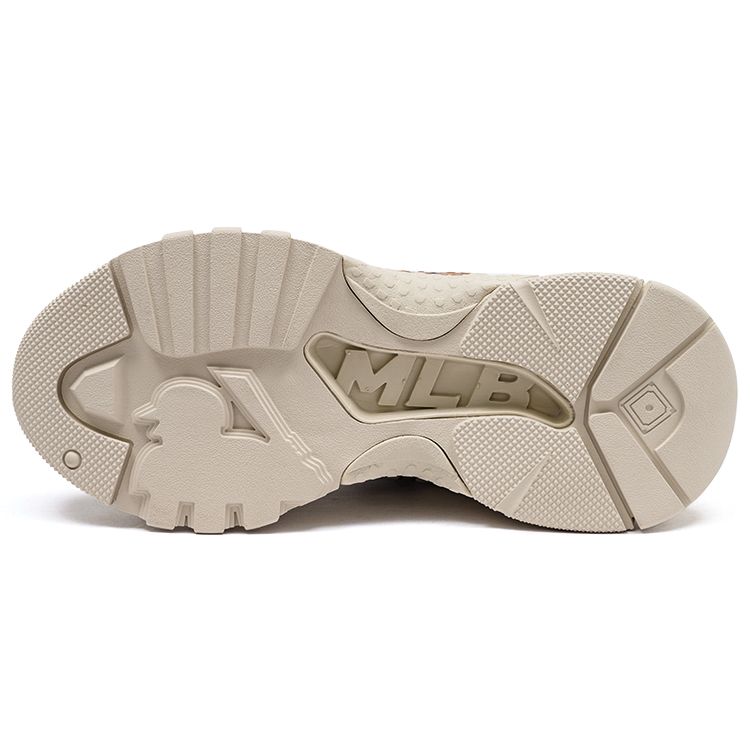 MLB Big Ball Chunky Dia Monogram Synthetic Leather Vintage Print Wear-Resistant Elevated Low-Top Dad Shoes Unisex Sneaker Beige 3ASHCDM2N-43BGD