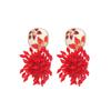 Boho Floral Drop Earrings Handmade Multi-Layer Pendant With Enamel Finish Women Fashion Statement Jewelry