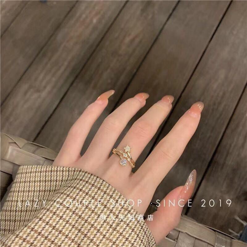 

Элегантное регулируемое кольцо с микроинкрустацией: Модный дизайн в холодном стиле для женщин Five-pointed star