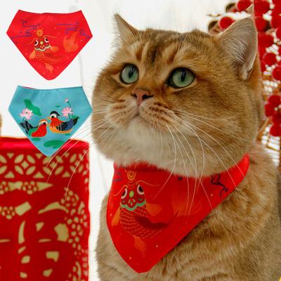 Small Dogs Cats Bibs Exquisite Pattern Bright Color Super Soft Wear Resistant Chinese Style Pet Accessories Bandanas Scarf