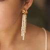 Fashion French long natural pearl earrings special-shaped fringed stud earrings retro design court temperament small fragments tide