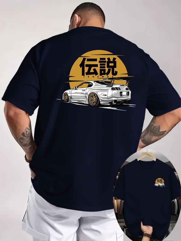 Unisexs Japanese JDM Car Print TShirt Loose Fit Short Sleeve Tee Suitable for Car Enthusiasts Casual Streetwear Gym Wear