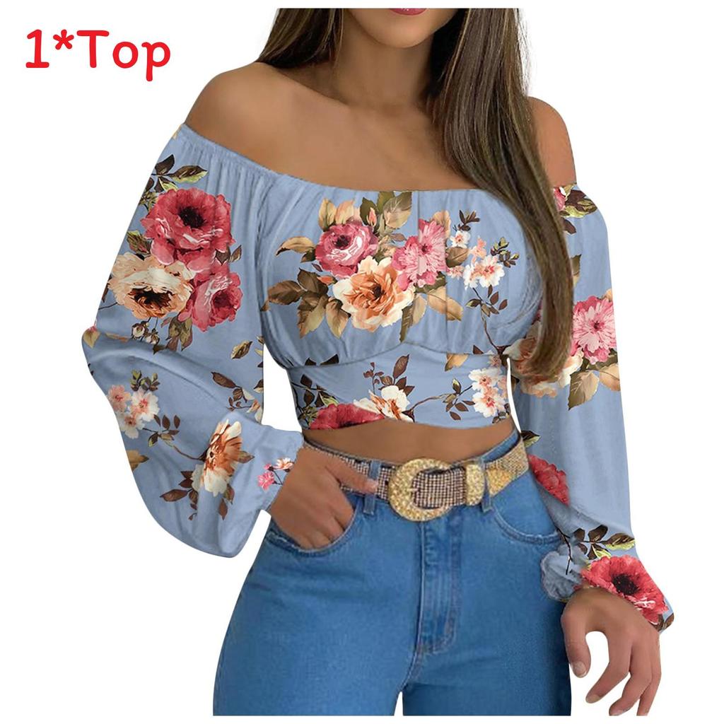 Spring Summer Womens Off Shoulder Cross Tie Long Sleeve Blouse For Casual Office Wear
