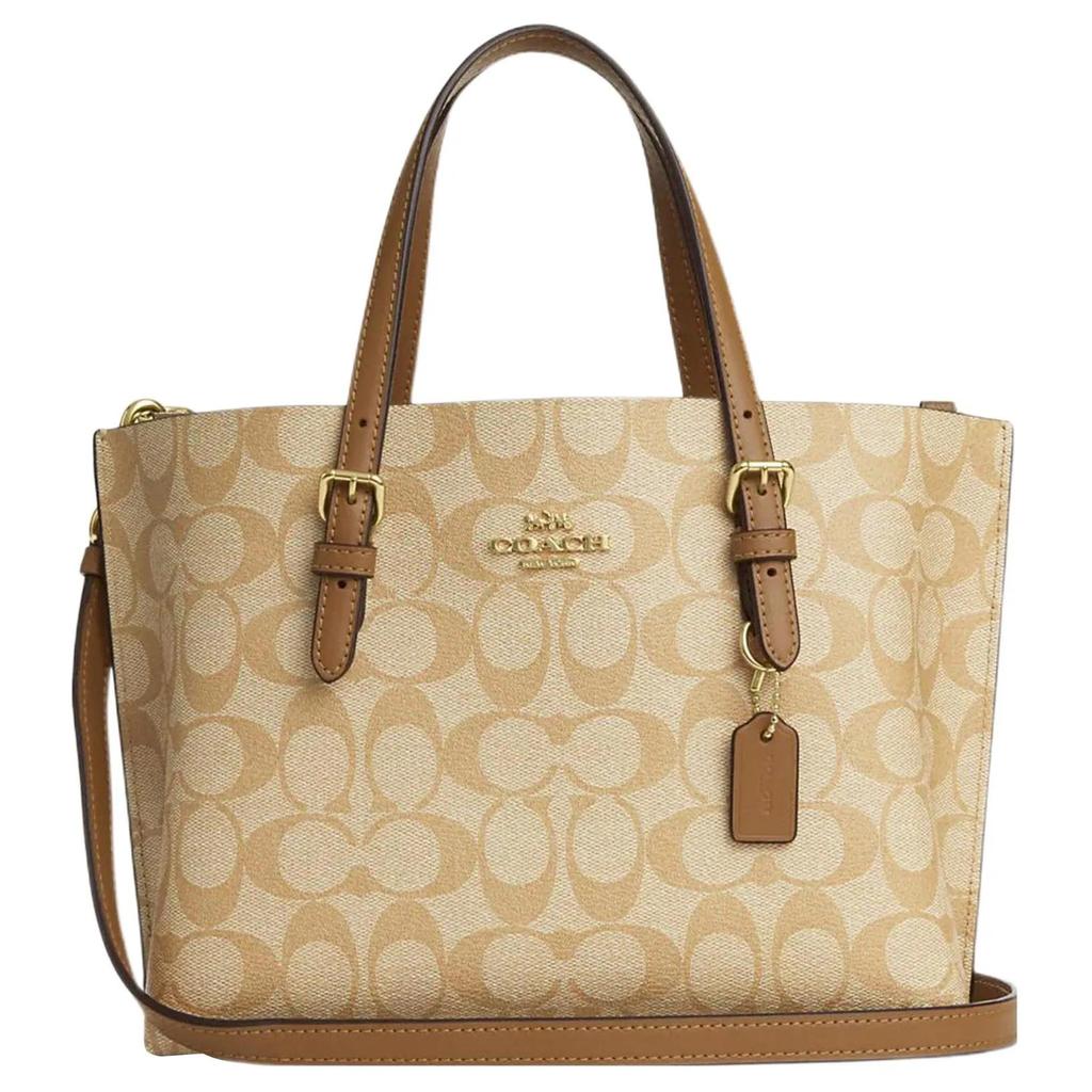 Coach Mollie Coated Canvas Smooth Leather Tote Bag , Shopping Bag , Shoulder Bag , Handbag 25 Women's Khaki (Unisex) Handbags C4250 IMNLJ