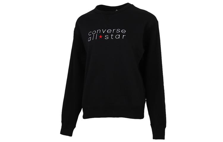 Converse Sweatshirts Women s Black Crew Neck Moderate Regular 10019801-A01 S