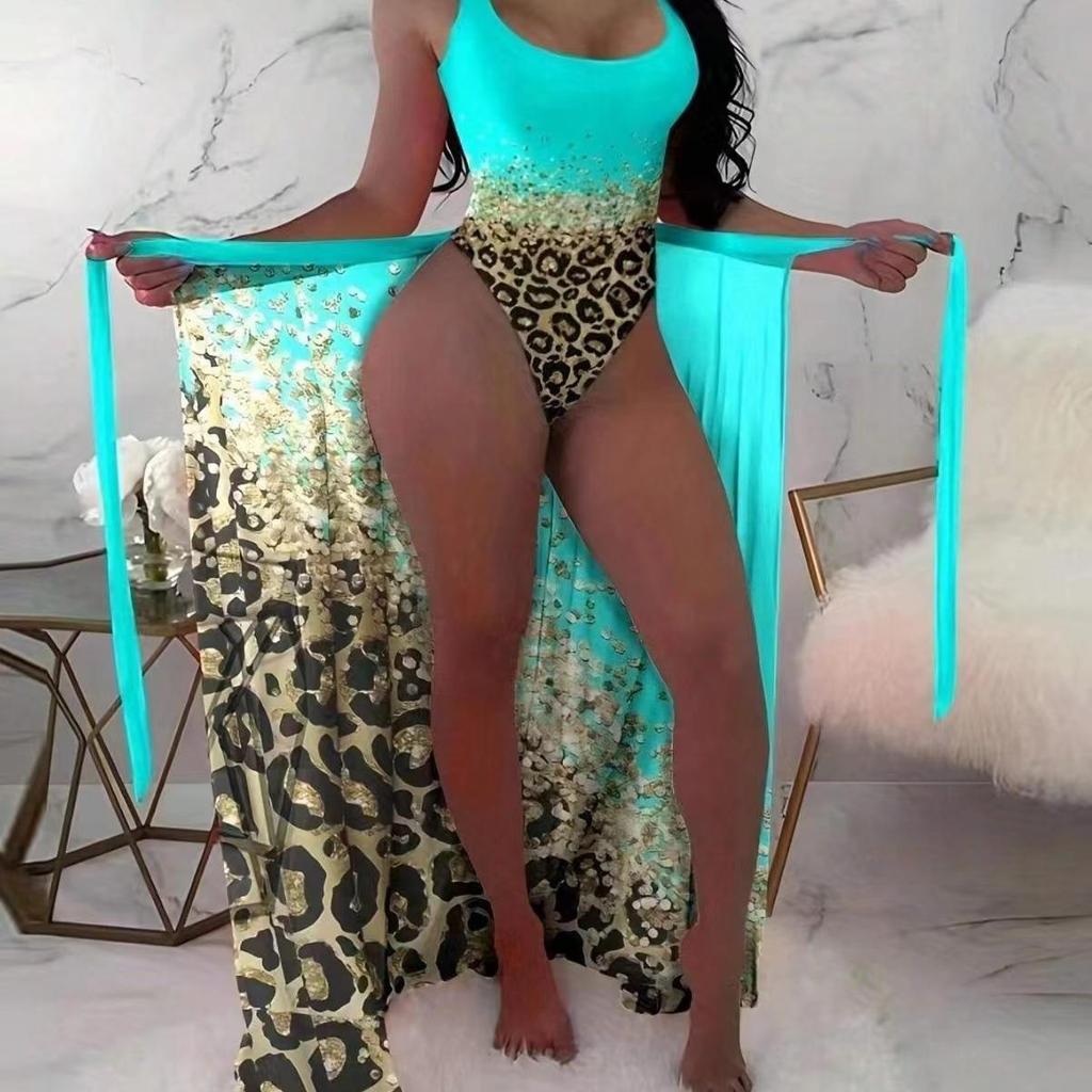 Bikini Mesh Cover-up: 2024 European & American New Print Spring Women's Swimsuit One & Two-Piece Sets