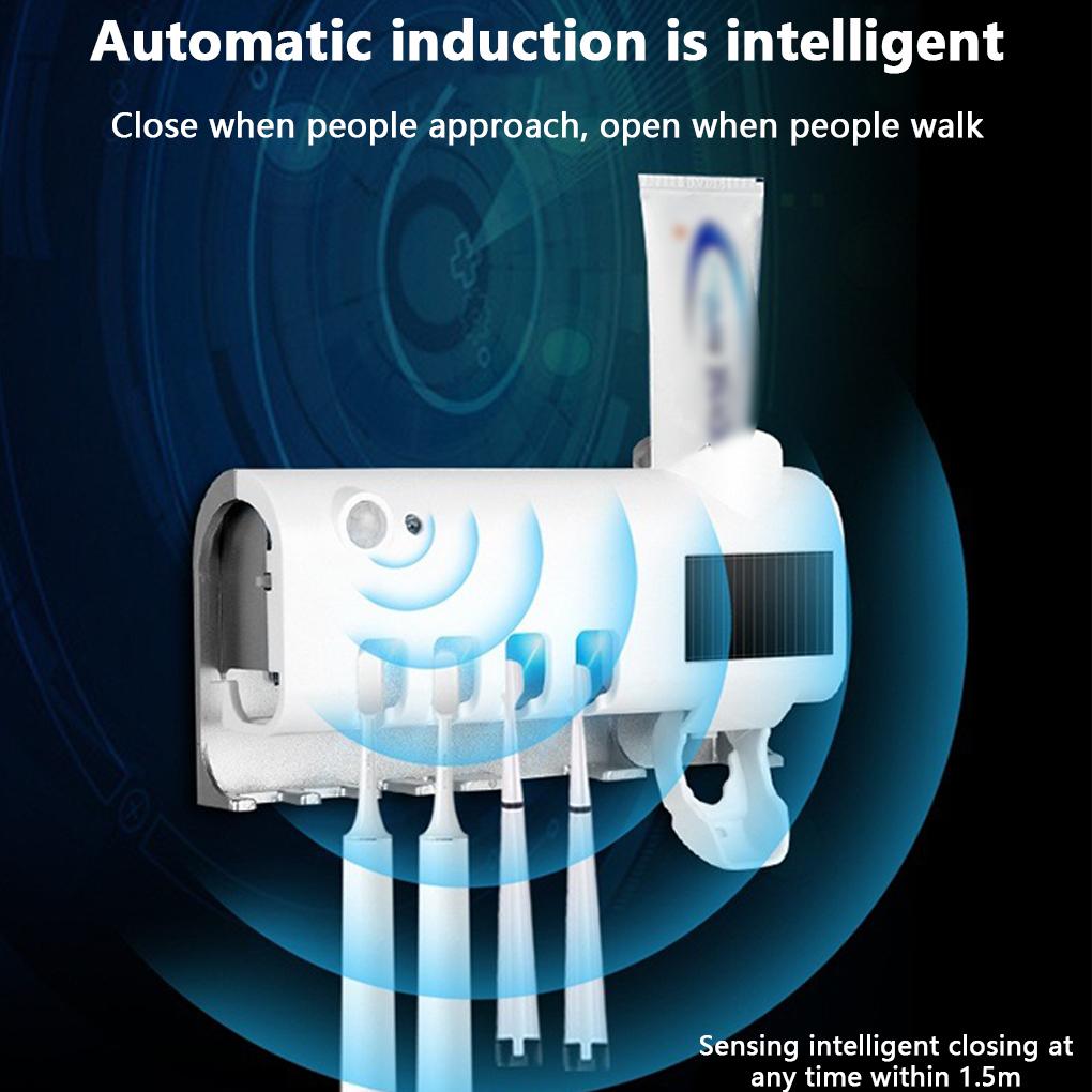 Intelligenter Induktions-Zahnbürstenhalter Zahnbürsten Abnehmbarer Ständer Wandmontiert Stanzfreier Spender Ablage Organizer Badezimmer