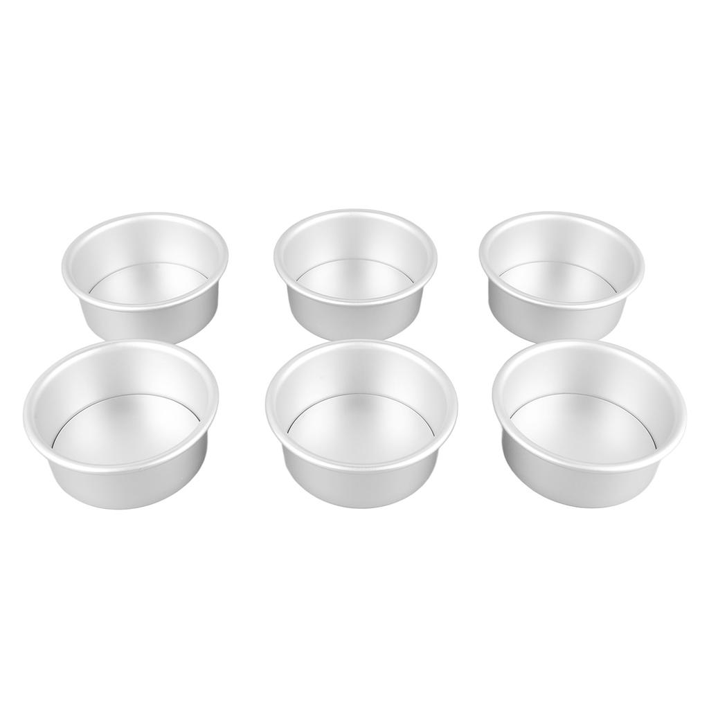 4 Inches 6pcs Cake Mould Non Stick Removable Base Round Cake Pan Set for Wedding Birthday Party
