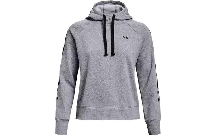 Under Armour Under Armour Logo Pattern Multicolor Loose Fit Hooded Thickened And Fleece Lined Sweatshirt Women s Gray 1365861-035 M