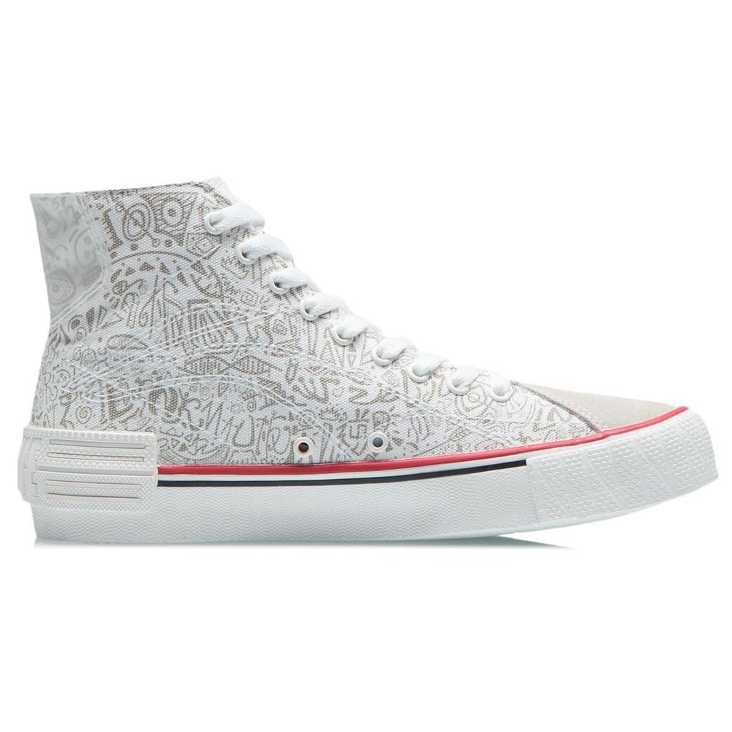 Li Ning We Are Canvas Hi Trendy Vielseitige Lässige High-Top-Sneaker Damen-Sneaker Weiß Grau AECR012-1