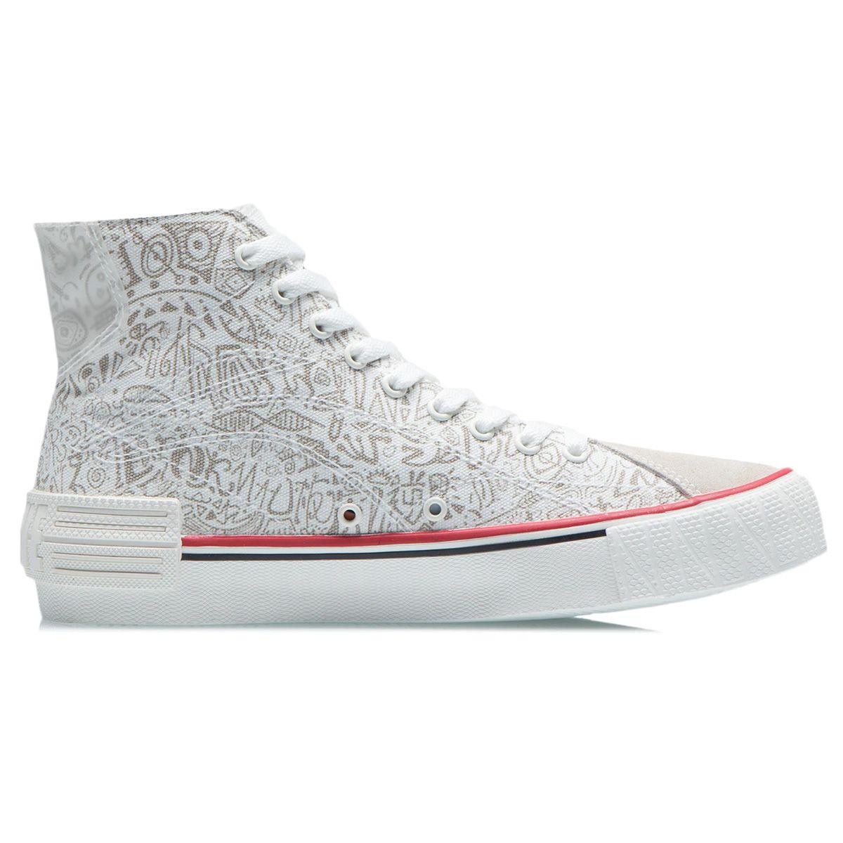 Li Ning We Are Canvas Hi Trendy Versatile Casual High-Top Sneakers Women Sneakers White — фото 2