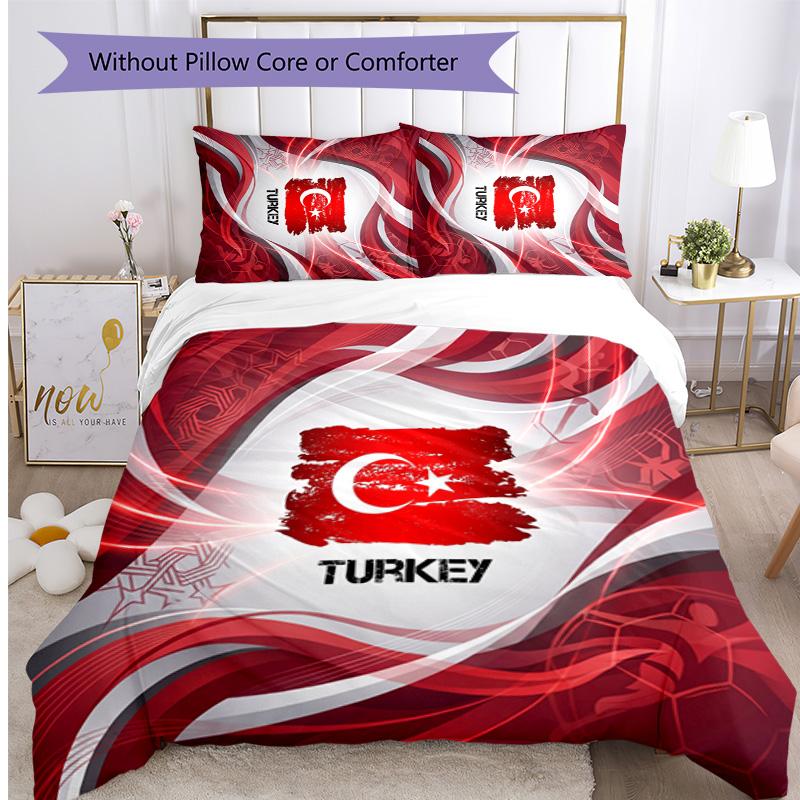 Turkey Football Printed Bedding 3 Piece Set Cozy Breathable Bed Cover Set as Housewarming Holiday Gift