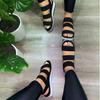 Casual and Comfortable All-Purpose Hollow Buckle Elastic Band Women Sandals Shallow Bottom Solid Color Plus Size Women Sandals