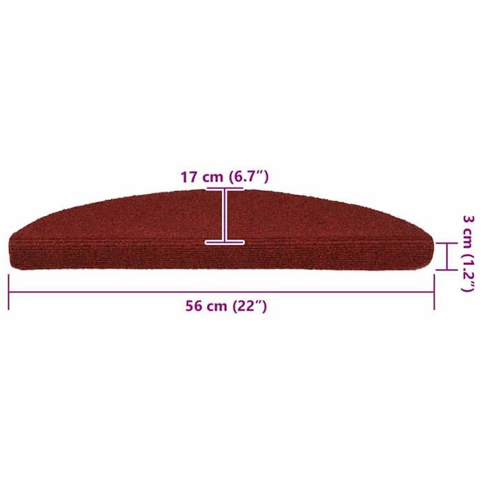 VidaXL Tapis d'escalier autocollants 30 pièces 56 x 17 x 3 cm Rouge bordeaux Demi-rond 3365683