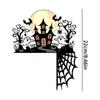 Halloweenská rohová cedule na dveře Kovová čarodějnice Kočka Netopýr Duch Pavučina Ozdoba na dveře Vnitřní dekorace na dveře Okenní rám