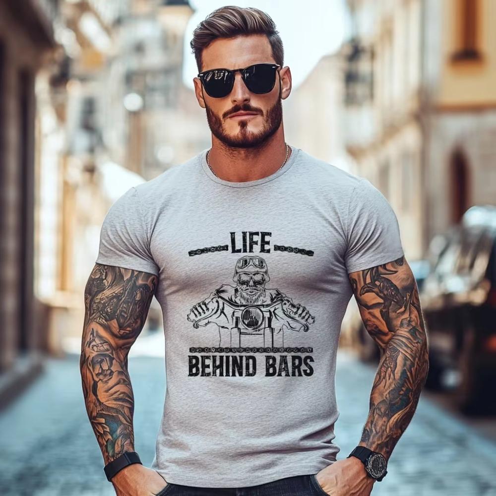 Life Behind Bars Biker Motocyklové Tričko Pánské Oblečení Ležérní Top s Krátkým Rukávem Kulatý Výstřih Tričko Unisex Letní Trička
