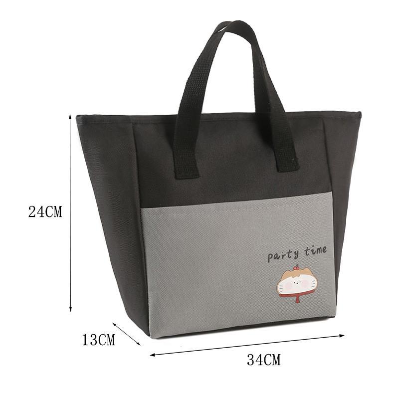 Cute Insulated Lunch Bag For Students With Carry Handle Animal And Letter Prints For School And Travel