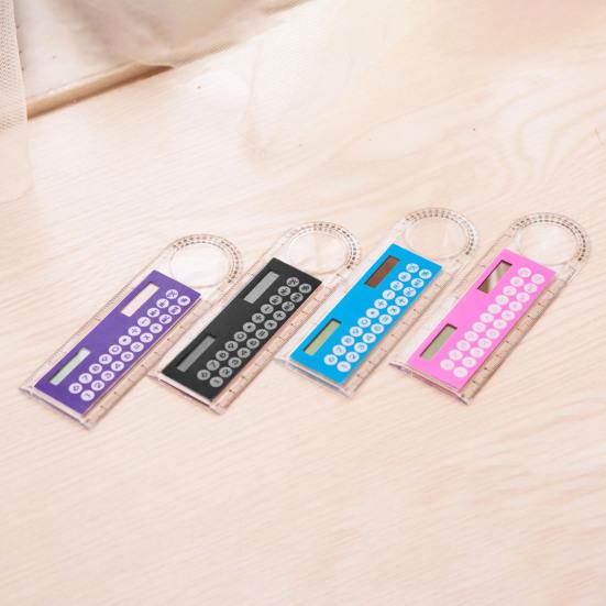 Mini Solar Transparent Ruler Calculator with Magnifier Student School Supplies