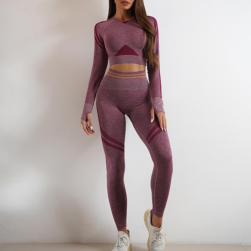 JYL Seamless Knit Yoga Set Hip Lifting Backless Fitness Outfit