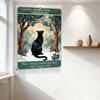 Once Upon a Time There Was a Girl Black Cat Forest Snow Metal Tin Sign Vintage Storybook Home Decor Plaque for Bar Café Man Cave