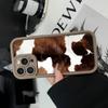 Custodia per telefono marrone con motivo mucca creativa adatta per iPhone 17 16 15 14 13 12 11 Pro/Max/Plus cover posteriore anti-caduta e anti-urto