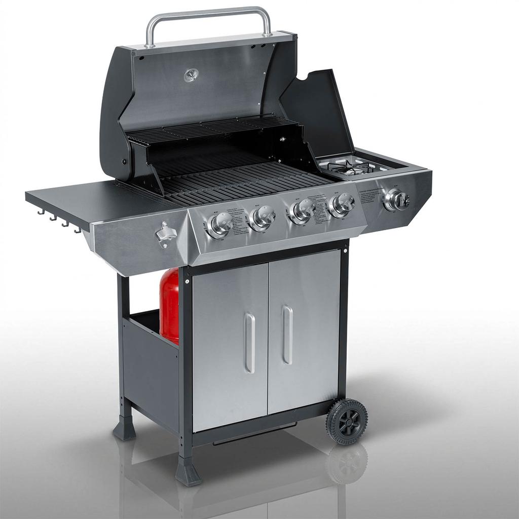 Cast Iron Garden Gas Grill with Lid 4+1 Burners Berdsen Bd-896
