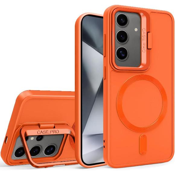 

Магнитный чехол для Samsung Galaxy S23 Чехол Силиконовый [Совместимый с MagSafe] Беспроводная зарядка Встроенная подставка Прочный защитный чехол Задняя часть Матовая Тонкий чёрный