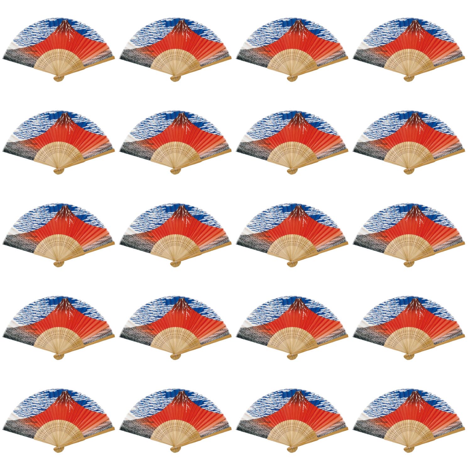 

Castle Enterprises Premium Handmade Fans Set of 20 A Bulk a Great Japanese Souvenir for Foreigners [Red Fuji] - Purchase,