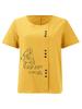 Women's Fashion Black Line Floral Letters Print Shot Sleeve T-shirt Loose Cotton Shirt Casual Loose Summer Blouse Tops Plus Size
