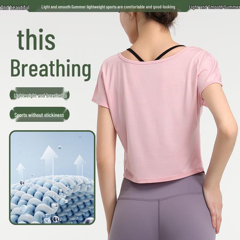 Damen Schnelltrocknendes Kurzarm Yoga- & Lauf-Top