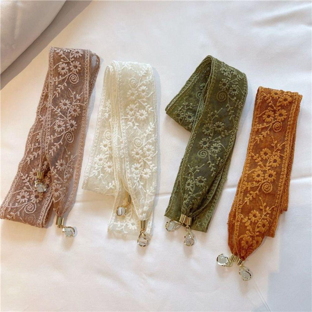 Dressing Decoration Lace Ribbon Hair Scarf Transparent Long Neck Scarves Braids Headband  Beach