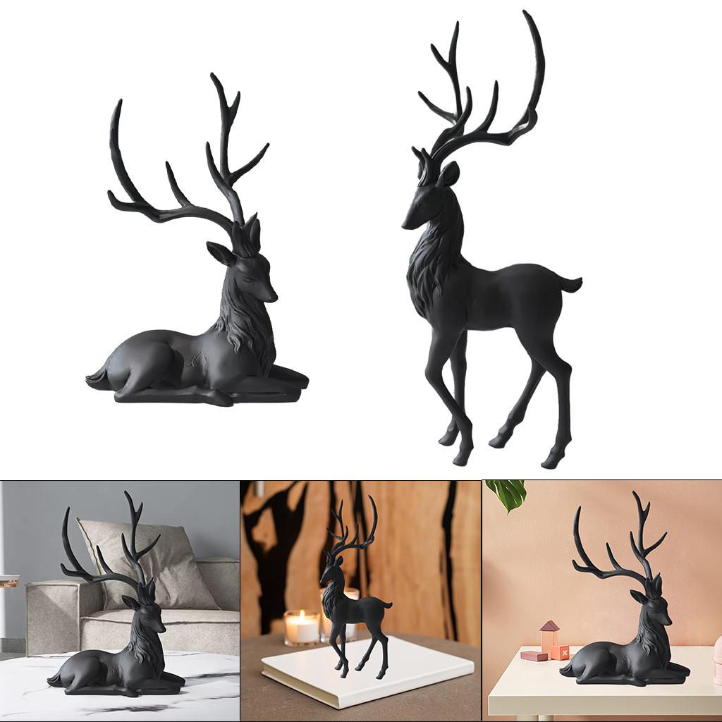 Resin Deer Decoration Style Reindeer Ornaments for Desk Shelf Gifts