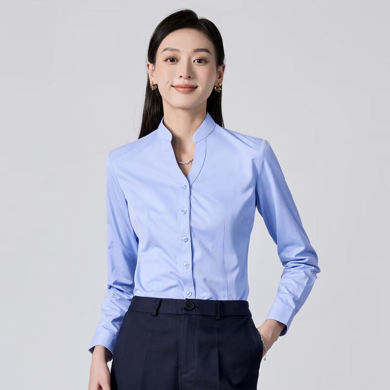Женская светло-голубая профессиональная рубашка с длинным рукавом XL