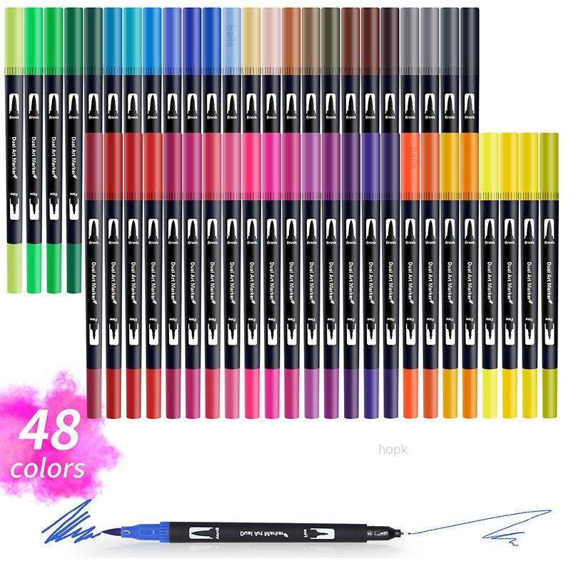 132/24 Colors Dual Tips Watercolor Brush Pen Set Art supplies, for Kids Adult Coloring Book Christmas Cards Drawing Markers