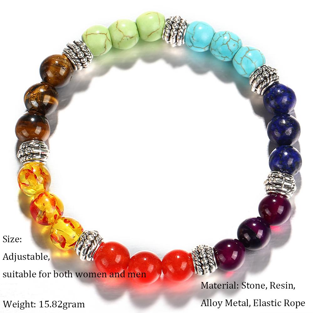Náramek 7 čaker Korálky Přírodní kámen Léčení Rovnováha Jóga Buddha Modlitba Reiki Nastavitelné Náramky a Náramky Ženy Muži Šperky