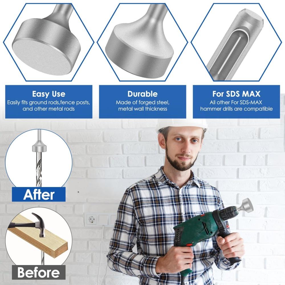 SDS Max Ground Rod Driver 30/45/65mm Heavy Duty Grounding Rod Steel Drill Bit Driver for Electric Hammer Drill Rod Converter