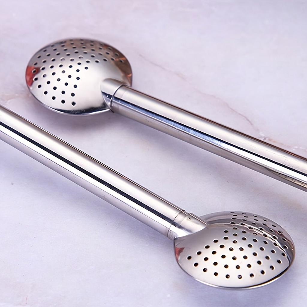 1pc Stainless Steel Straw Spoon Mate Tea Milk Coffee Color Mixing Spoon Straw Creative Filter Scoop Drinking Spoons Filter Straw