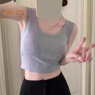 Kadın Tankı Üstleri O-boyun Kolsuz Slim Fit Fanila Düz Renk Kaşkorse Yüksek Elastik Dip Tops