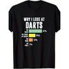 Men'S Funny Why I Lose At for Darts T-Shirt - Heavyweight 180gsm Oversized Retro Tee with for Dart Blame Excuses & Percentages Chart - Humorous Gift