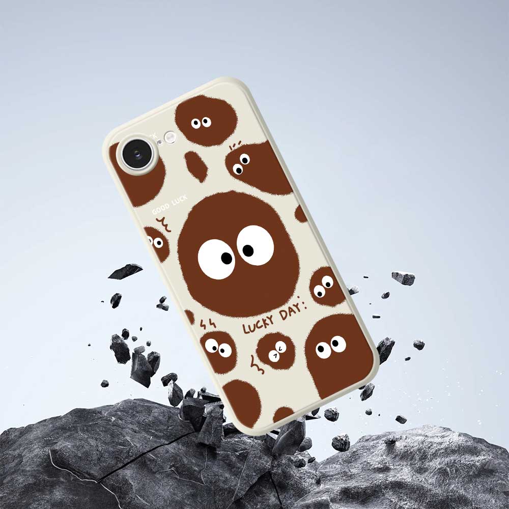 For iPhone 16e Case Funny Big Eyes Doll Pattern Printing Straight Edge TPU Phone Back Cover