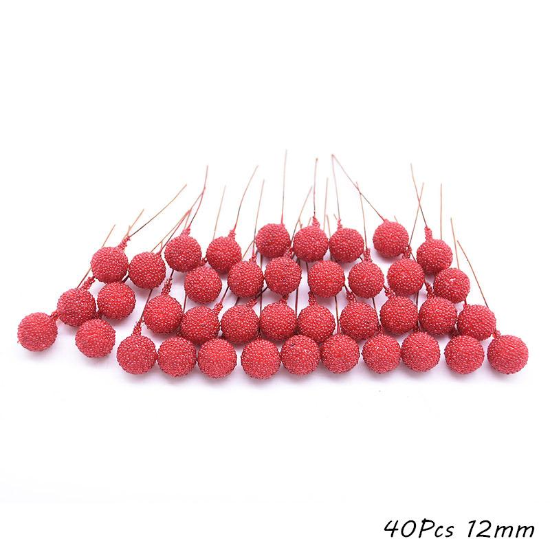 Red Theme Artificial Flower Cherry Stamen Berries Bundle DIY Christmas Decoration Wedding Cake Gift Box Wreaths Xmas Decor