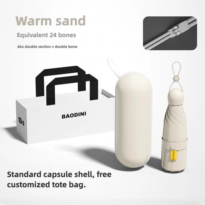 Mini-Damenregenschirm Kleiner Taschen-Fünffach-Sonnenschirm Sonnenschirme Sonnenschutz UV-Schutz Kapselschirm Sonnig und Regnerisch