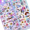 4pcs Kawaii Sanrio 3D Relief Stickers Cinnamoroll My Melody Crystal Decals Waterproof Cute Cartoon Jelly Sticker Toys Gifts